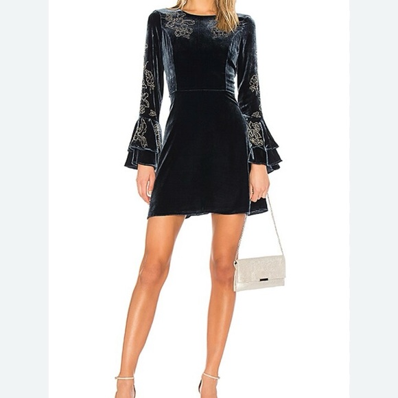 PARKER Donatella Velvet Dress with Beaded Embellishments Size 8 - Picture 1 of 10